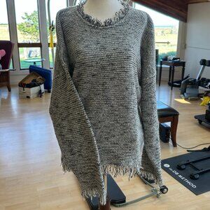 Isabel Marant Douglas Fringe Black and Grey Knit Sweater Sz 40 8 Runs Large